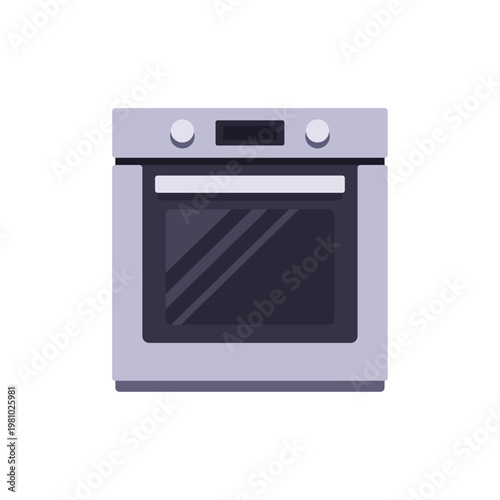 gray built-in oven, kitchen appliance, colorful vector flat style illustration
