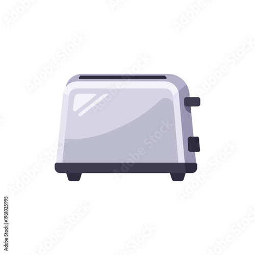 gray toaster, kitchen appliance, colorful vector flat style illustration
