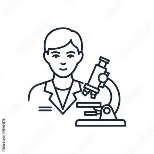 Scientist with a microscope illustration.