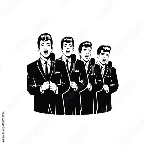 Male Vocal Group Singing Performance.