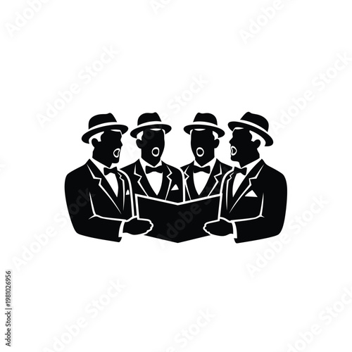Silhouette of a Barbershop Quartet Singing.