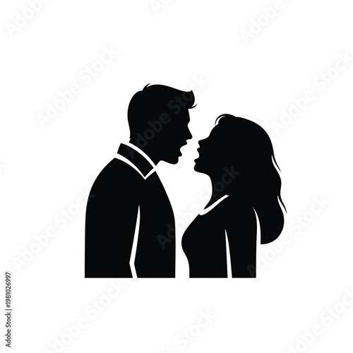Silhouette of a couple arguing intensely.
