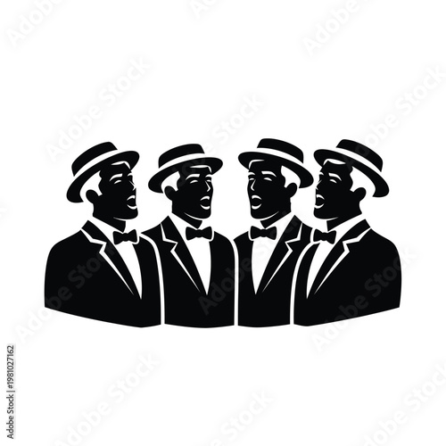 Vintage Quartet Singing Harmony in Black and White.