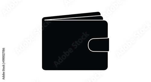 A simple black wallet icon design clearly outlining its shape silhouette