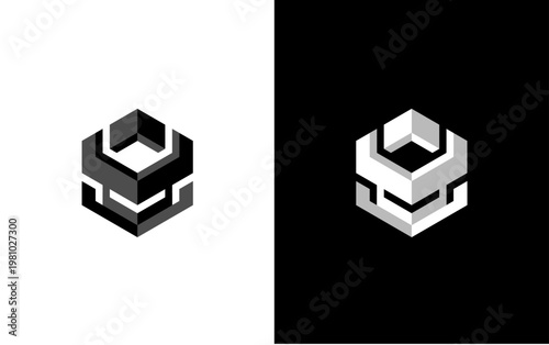 Modern Abstract Isometric Hexagon Logo for Construction and Tech