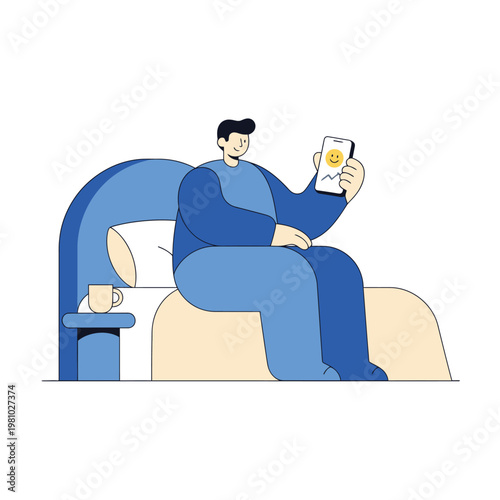 Person Sitting on Bed Holding a Photo Illustration.