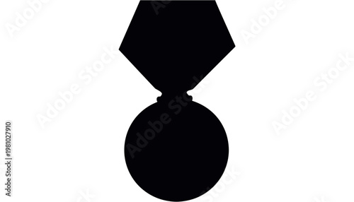 Black silhouette of a medal hanging on ribbon for Victory Day  