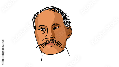 Edward Elgar Portrait,  flat vector illustration