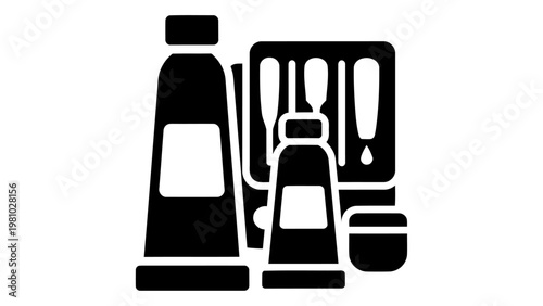 Oil paint tube set icon