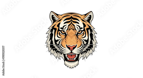 Fierce Tiger Head Illustration - Powerful Wild Animal Portrait