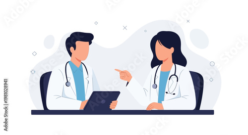 Doctors Discussing Medical Case on Tablet