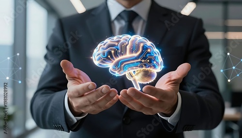 businessman hand holding social network