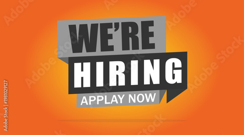 We are hiring. We're hiring. Hiring banner for business, marketing and advertising. Recruiting or hiring open vacancy. Vector illustration. 
