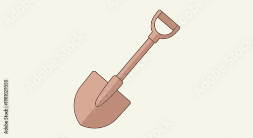 Illustration of a single garden shovel with a D-handle against a light background