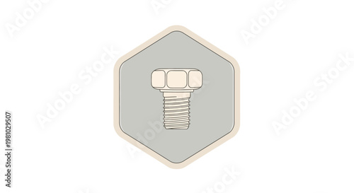 Hex Bolt Icon - Simple Vector Illustration for Industrial and Mechanical Concepts