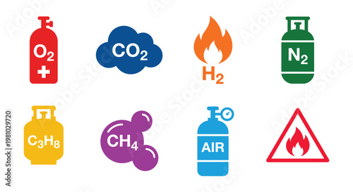 Minimal Gas Safety Signage Icon Set Collection