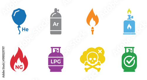 Minimal Gas Safety Signage Icon Set Collection