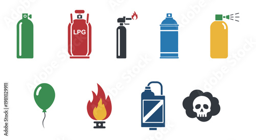 Minimal Gas Safety Signage Icon Set Collection
