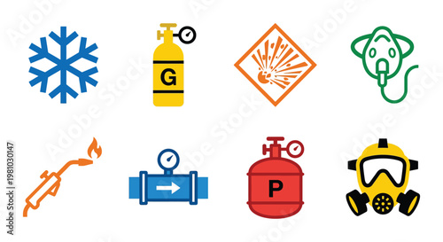Minimal Gas Safety Signage Icon Set Collection