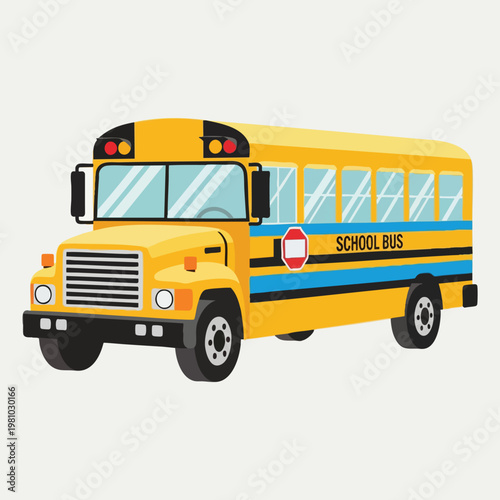 Colorful School Bus Vehicle Illustration for Education and Transportation Themes