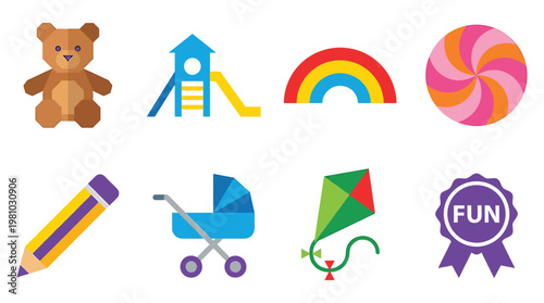 Minimal Children Day Icon Set Collection