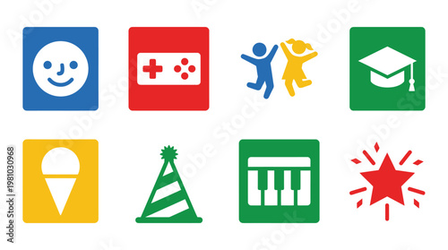 Minimal Children Day Icon Set Collection