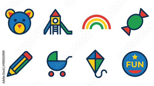 Minimal Children Day Icon Set Collection