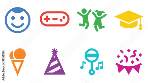 Minimal Children Day Icon Set Collection