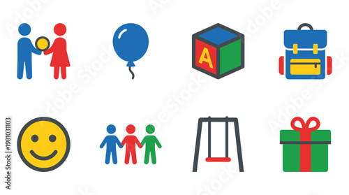 Minimal Children Day Icon Set Collection