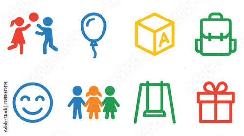 Minimal Children Day Icon Set Collection