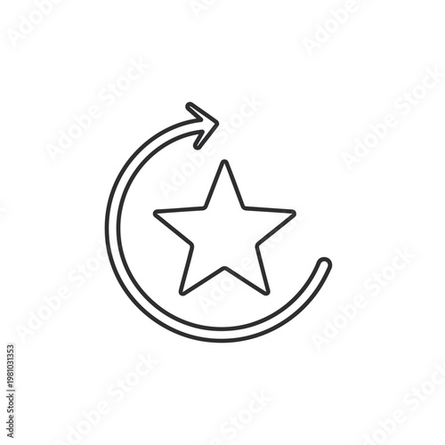 Black line star rotation icon.