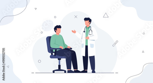 Doctor consulting patient in clinic, medical consultation, healthcare concept