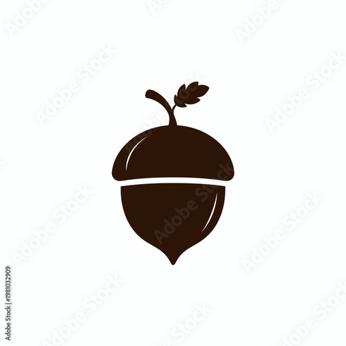 A detailed illustration of an acorn with leaf on top