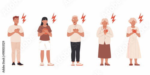 People experiencing heart attack or chest pain with radiating discomfort