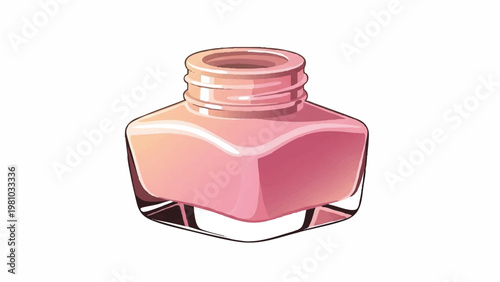 A single hexagonal glass bottle containing pale pink liquid with a clear cap, presented in a simple vector illustration
