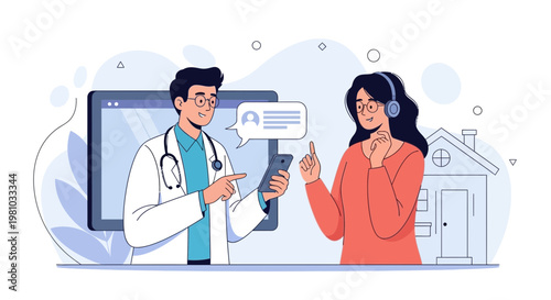 Doctor Telemedicine Consultation Online via Smartphone and Computer