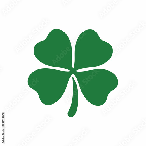Green four-leaf clover icon symbolizes good luck in nature