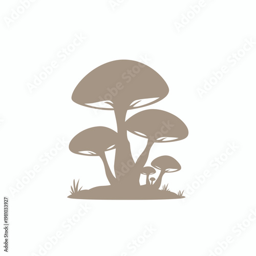 Mushroom icon illustration depicts fungi growing naturally outdoors