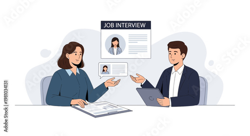 Job Interview: Recruiter and Candidate Discussing Resume and CV