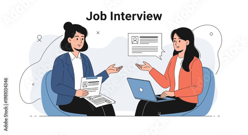 Job Interview: Two Women Discussing Careers and Resumes