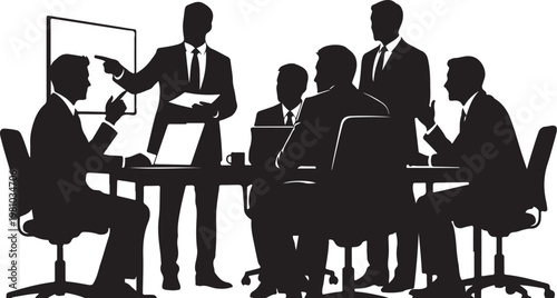 Black silhouette of businesspeople in a meeting conference