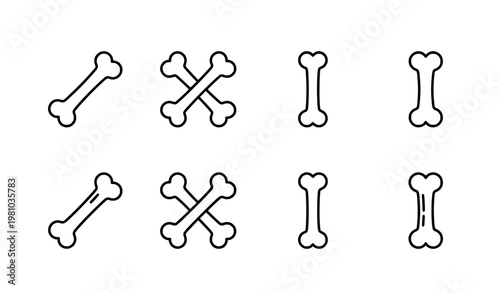 Bone Line Icon Vector Illustration for Human Anatomy, Medical and Healthcare Symbol in Thin Outline Style on White Background