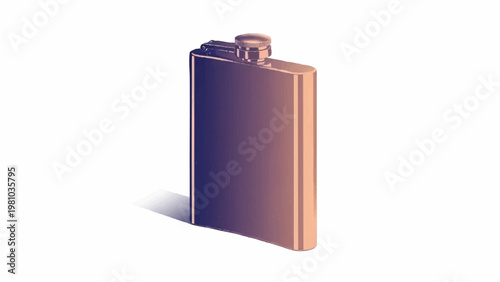 Modern vector hip flask icon, a minimalist and sleek design element with a smooth metallic gradient in purple and bronze tones, perfect for stylish graphic applications