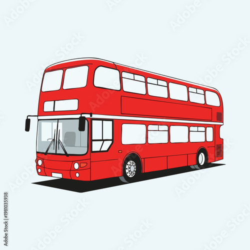 Modern Double Decker Bus in Bright Red Color for Public Transportation