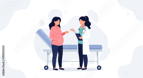 Pregnant Woman Consulting Doctor in Medical Office
