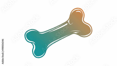Sleek and modern vector graphic of a dog bone featuring a dynamic teal to orange gradient, perfect for playful pet product branding and vibrant digital designs