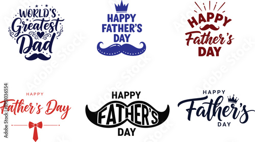 Father's day typography collection celebrating dads with artistic designs
