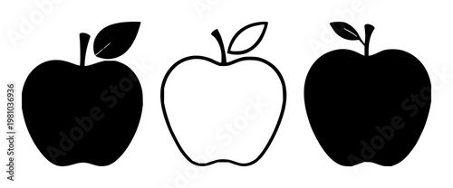 Apple teacher icon set with solid black outline on white background featuring teacher symbol, education, apple icon with educational and teaching elements