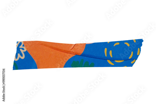 Tableau sur toile Blue Orange Abstract Pattern Washi Tape Torn Sticky Adhesive Strip Isolated Tran