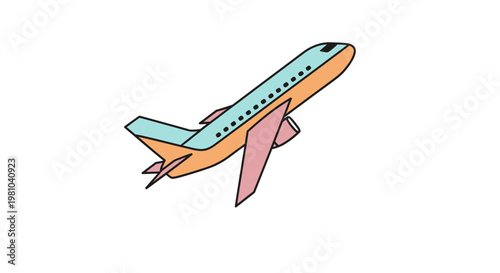 Cartoon Airplane Ascending Isolated